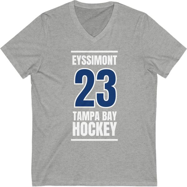 Eyssimont 23 Tampa Bay Hockey Blue Vertical Design Unisex V-Neck Tee