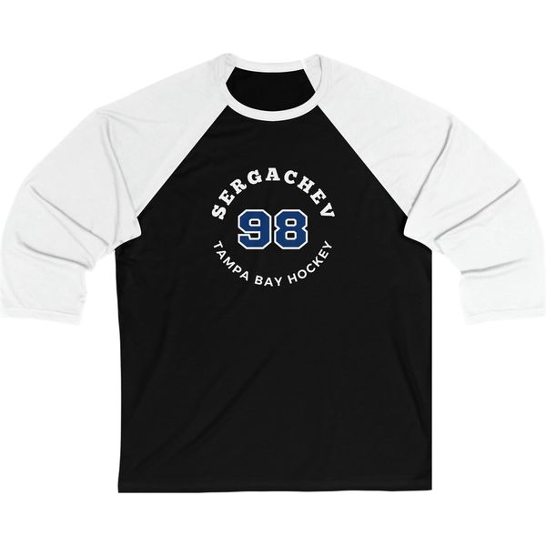 Sergachev 98 Tampa Bay Hockey Number Arch Design Unisex Tri-Blend 3/4 Sleeve Raglan Baseball Shirt