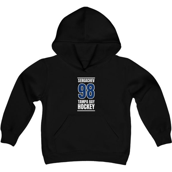 Sergachev 98 Tampa Bay Hockey Blue Vertical Design Youth Hooded Sweatshirt