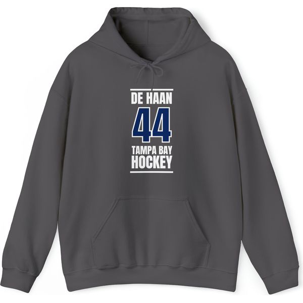 de Haan 44 Tampa Bay Hockey Blue Vertical Design Unisex Hooded Sweatshirt