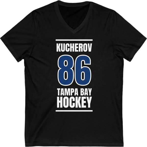 Kucherov 86 Tampa Bay Hockey Blue Vertical Design Unisex V-Neck Tee