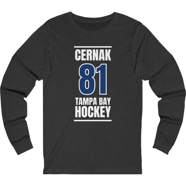 Cernak 81 Tampa Bay Hockey Blue Vertical Design Unisex Jersey Long Sleeve Shirt