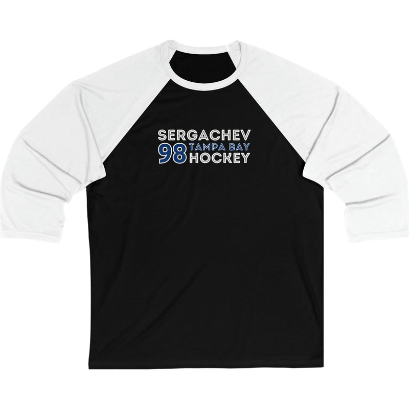 Sergachev 98 Tampa Bay Hockey Grafitti Wall Design Unisex Tri-Blend 3/4 Sleeve Raglan Baseball Shirt