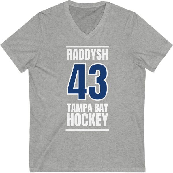 Raddysh 43 Tampa Bay Hockey Blue Vertical Design Unisex V-Neck Tee