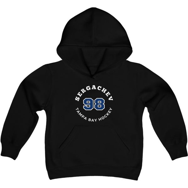 Sergachev 98 Tampa Bay Hockey Number Arch Design Youth Hooded Sweatshirt