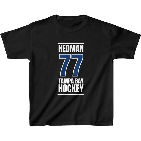Hedman 77 Tampa Bay Hockey Blue Vertical Design Kids Tee