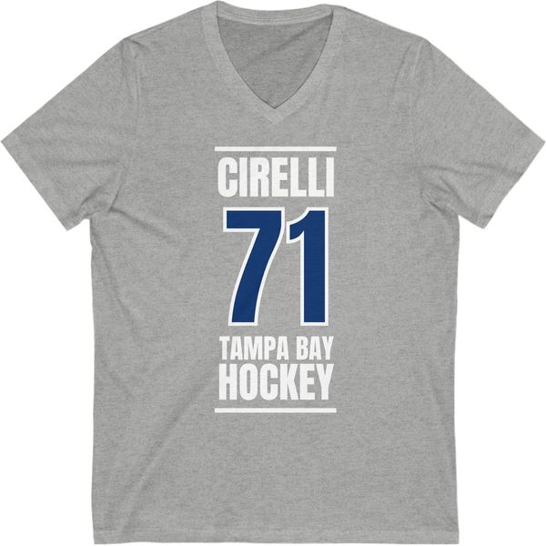 Cirelli 71 Tampa Bay Hockey Blue Vertical Design Unisex V-Neck Tee
