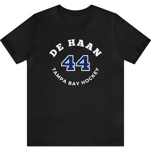 de Haan 44 Tampa Bay Hockey Number Arch Design Unisex T-Shirt