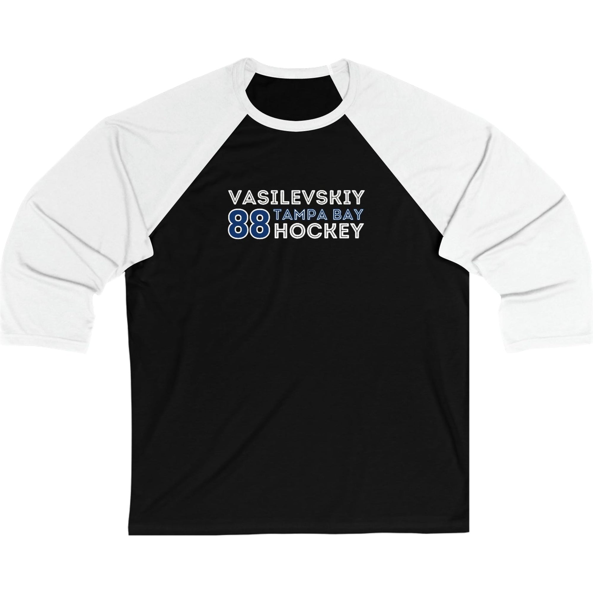 Vasilevskiy 88 Tampa Bay Hockey Grafitti Wall Design Unisex Tri-Blend 3/4 Sleeve Raglan Baseball Shirt