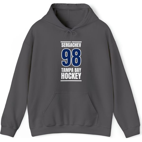 Sergachev 98 Tampa Bay Hockey Blue Vertical Design Unisex Hooded Sweatshirt