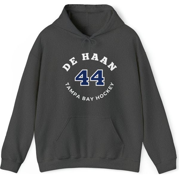 de Haan 44 Tampa Bay Hockey Number Arch Design Unisex Hooded Sweatshirt
