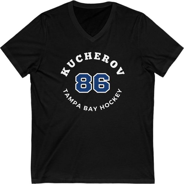 Kucherov 86 Tampa Bay Hockey Number Arch Design Unisex V-Neck Tee