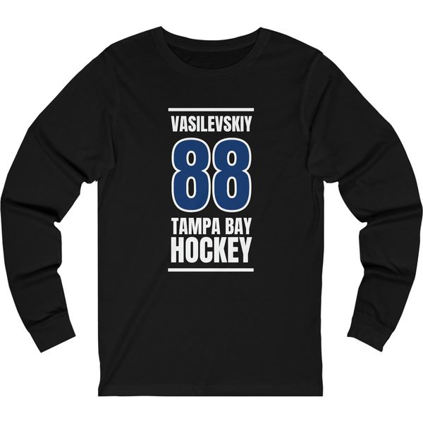 Vasilevskiy 88 Tampa Bay Hockey Blue Vertical Design Unisex Jersey Long Sleeve Shirt
