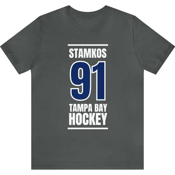 Stamkos 91 Tampa Bay Hockey Blue Vertical Design Unisex T-Shirt