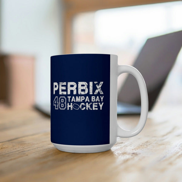 Perbix 48 Tampa Bay Hockey Ceramic Coffee Mug In Blue, 15oz