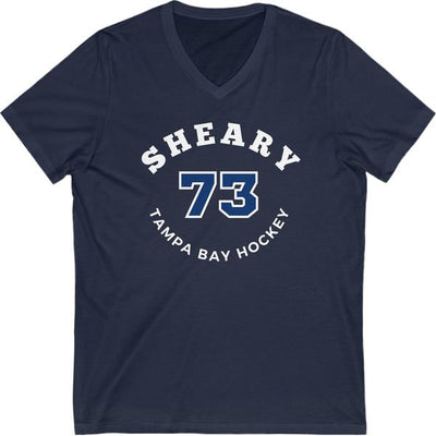 Sheary 73 Tampa Bay Hockey Number Arch Design Unisex V-Neck Tee