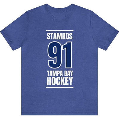 Stamkos 91 Tampa Bay Hockey Blue Vertical Design Unisex T-Shirt