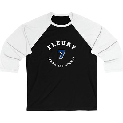 Fleury 7 Tampa Bay Hockey Number Arch Design Unisex Tri-Blend 3/4 Sleeve Raglan Baseball Shirt