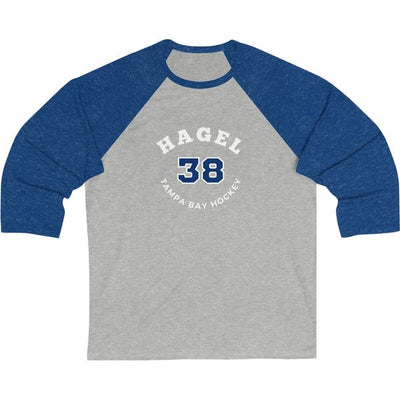 Hagel 38 Tampa Bay Hockey Number Arch Design Unisex Tri-Blend 3/4 Sleeve Raglan Baseball Shirt