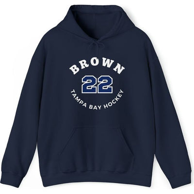 Brown 22 Tampa Bay Hockey Number Arch Design Unisex Hooded Sweatshirt