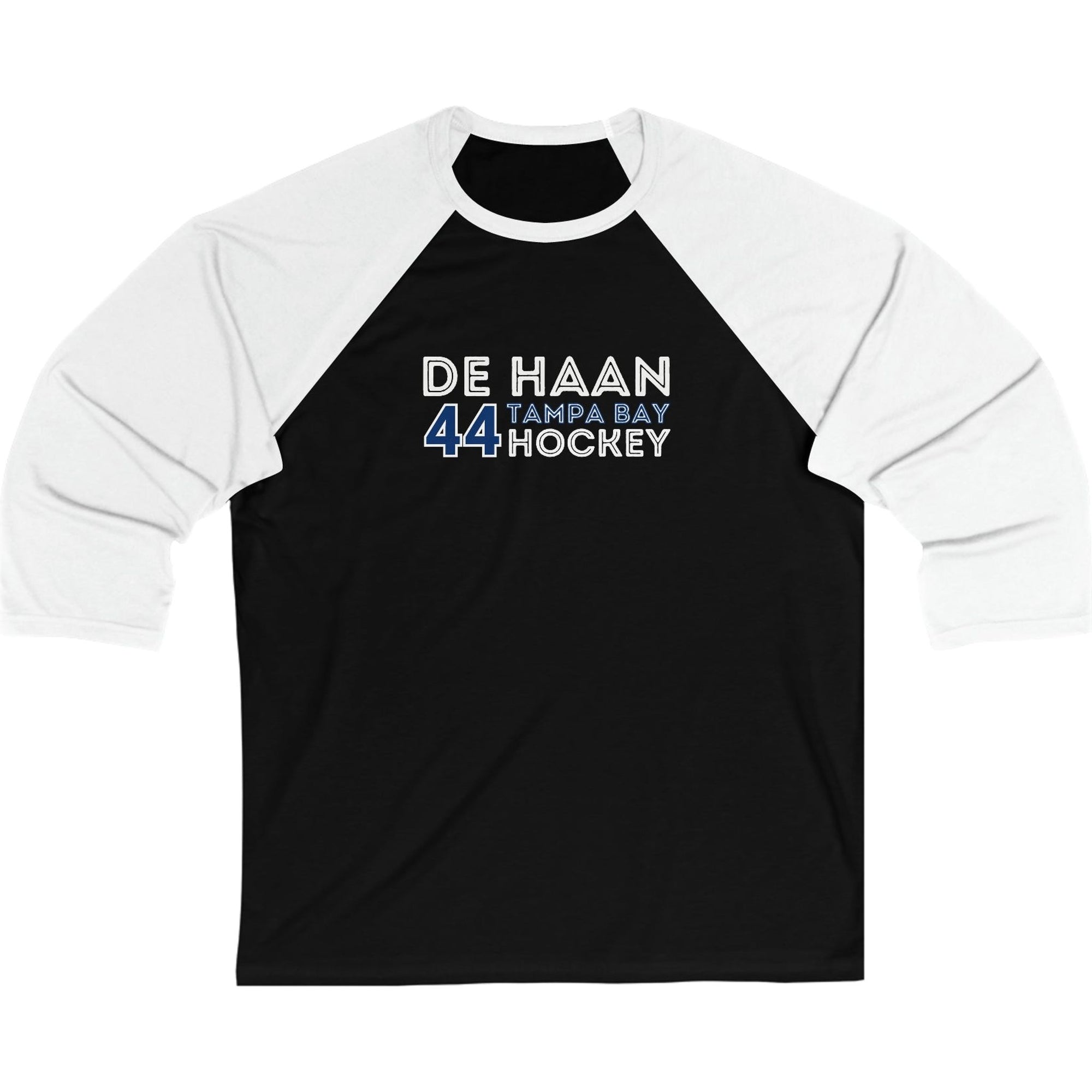 de Haan 44 Tampa Bay Hockey Grafitti Wall Design Unisex Tri-Blend 3/4 Sleeve Raglan Baseball Shirt