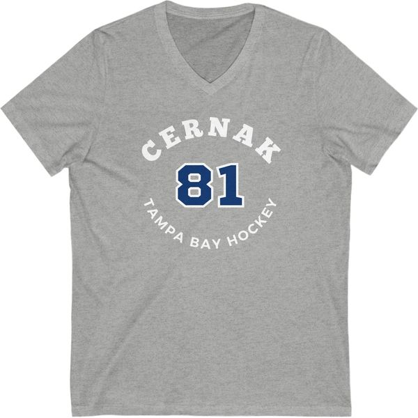 Cernak 81 Tampa Bay Hockey Number Arch Design Unisex V-Neck Tee