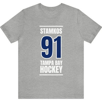 Stamkos 91 Tampa Bay Hockey Blue Vertical Design Unisex T-Shirt