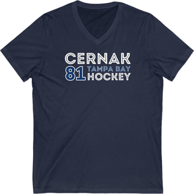 Cernak 81 Tampa Bay Hockey Grafitti Wall Design Unisex V-Neck Tee