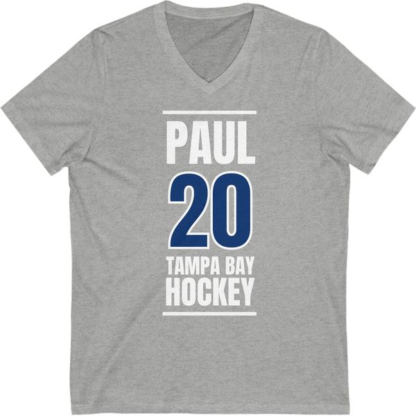 Paul 20 Tampa Bay Hockey Blue Vertical Design Unisex V-Neck Tee