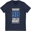 Sergachev 98 Tampa Bay Hockey Blue Vertical Design Unisex V-Neck Tee