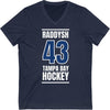 Raddysh 43 Tampa Bay Hockey Blue Vertical Design Unisex V-Neck Tee