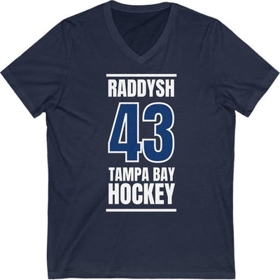 Raddysh 43 Tampa Bay Hockey Blue Vertical Design Unisex V-Neck Tee