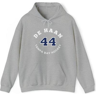 de Haan 44 Tampa Bay Hockey Number Arch Design Unisex Hooded Sweatshirt