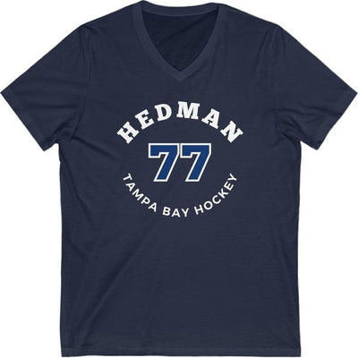 Hedman 77 Tampa Bay Hockey Number Arch Design Unisex V-Neck Tee