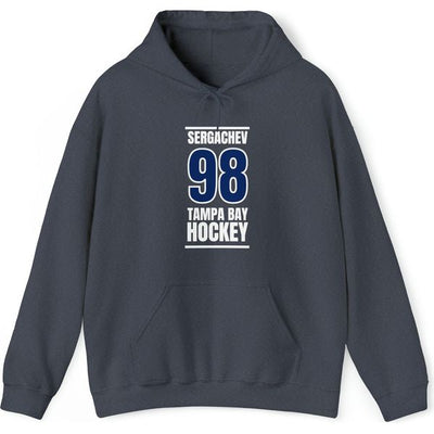 Sergachev 98 Tampa Bay Hockey Blue Vertical Design Unisex Hooded Sweatshirt