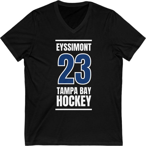 Eyssimont 23 Tampa Bay Hockey Blue Vertical Design Unisex V-Neck Tee