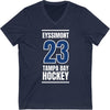 Eyssimont 23 Tampa Bay Hockey Blue Vertical Design Unisex V-Neck Tee