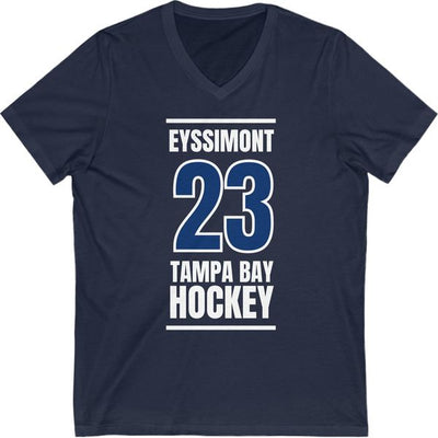 Eyssimont 23 Tampa Bay Hockey Blue Vertical Design Unisex V-Neck Tee