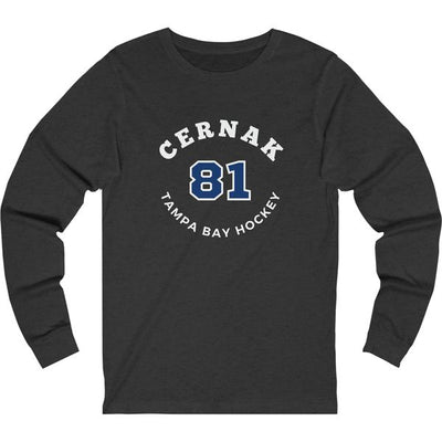 Cernak 81 Tampa Bay Hockey Number Arch Design Unisex Jersey Long Sleeve Shirt