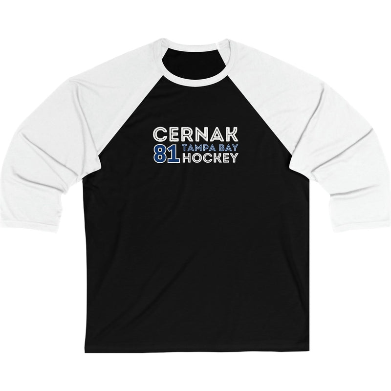 Cernak 81 Tampa Bay Hockey Grafitti Wall Design Unisex Tri-Blend 3/4 Sleeve Raglan Baseball Shirt