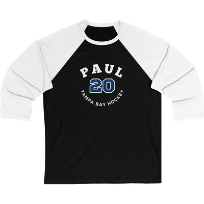 Paul 20 Tampa Bay Hockey Number Arch Design Unisex Tri-Blend 3/4 Sleeve Raglan Baseball Shirt