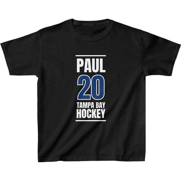 Paul 20 Tampa Bay Hockey Blue Vertical Design Kids Tee