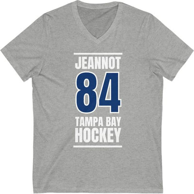 Jeannot 84 Tampa Bay Hockey Blue Vertical Design Unisex V-Neck Tee