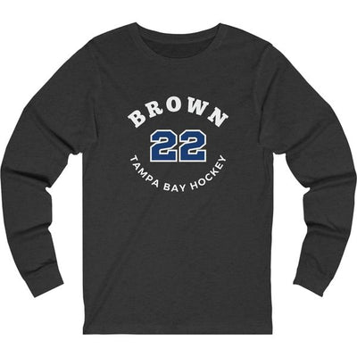 Brown 22 Tampa Bay Hockey Number Arch Design Unisex Jersey Long Sleeve Shirt