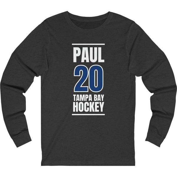 Paul 20 Tampa Bay Hockey Blue Vertical Design Unisex Jersey Long Sleeve Shirt