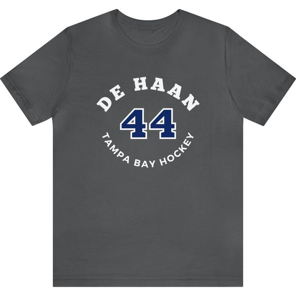 de Haan 44 Tampa Bay Hockey Number Arch Design Unisex T-Shirt