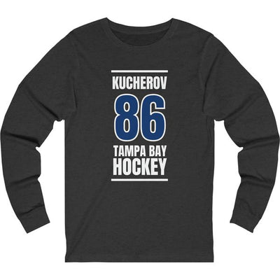 Kucherov 86 Tampa Bay Hockey Blue Vertical Design Unisex Jersey Long Sleeve Shirt