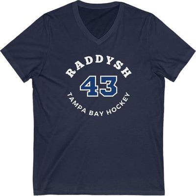 Raddysh 43 Tampa Bay Hockey Number Arch Design Unisex V-Neck Tee