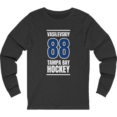 Vasilevskiy 88 Tampa Bay Hockey Blue Vertical Design Unisex Jersey Long Sleeve Shirt