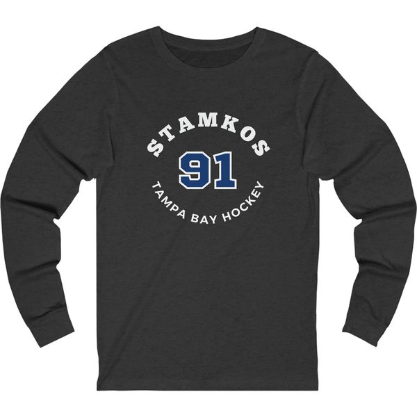 Stamkos 91 Tampa Bay Hockey Number Arch Design Unisex Jersey Long Sleeve Shirt